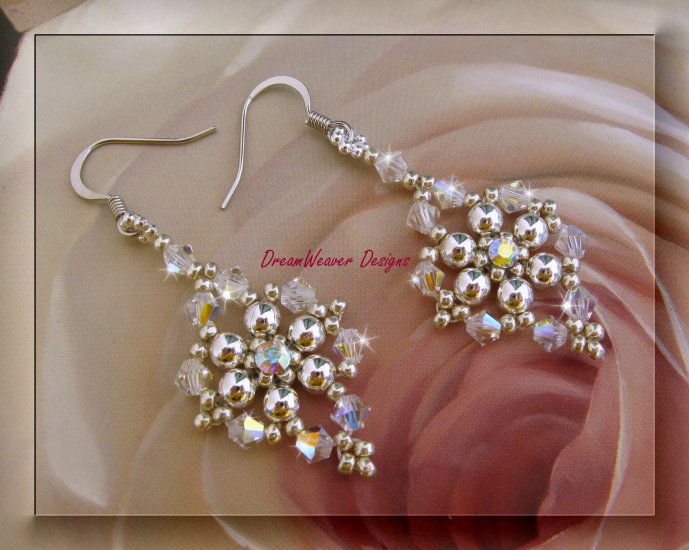 Swarovski Aurora Borealis AB Crystal and Silver Earrings