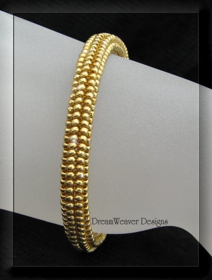 Stunning Gold Artisan Beaded Herringbone Bracelet Custom Sizing