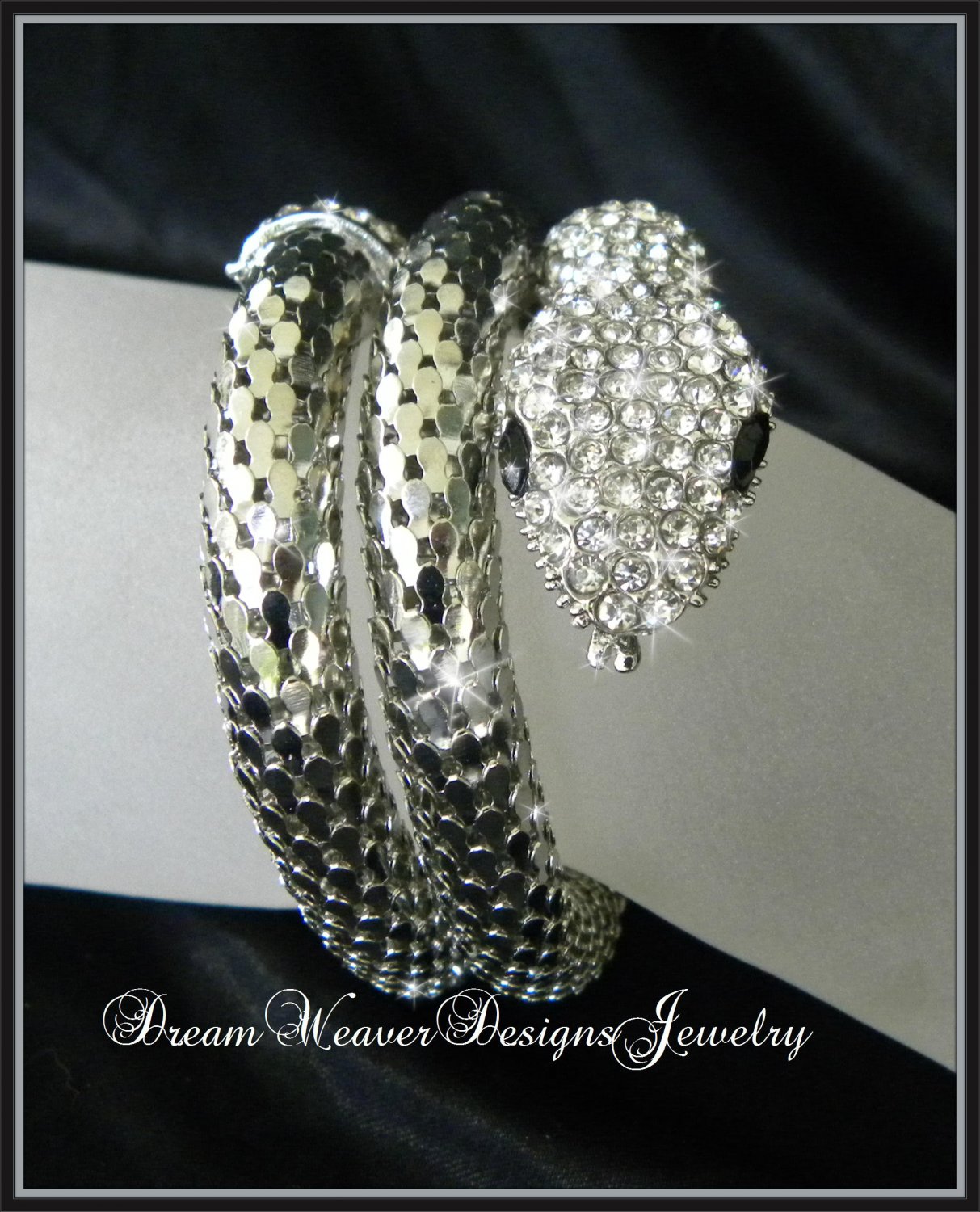 Crystal and Silver Snake Bracelet