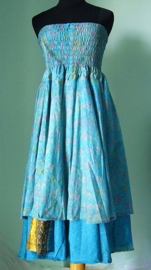 Smock Dress & Long Silk skirt Gypsy, Boho Indian style (ss012)