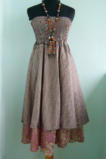 Smock Dress & Long Silk Skirt Gypsy, Boho Indian style (ss014)