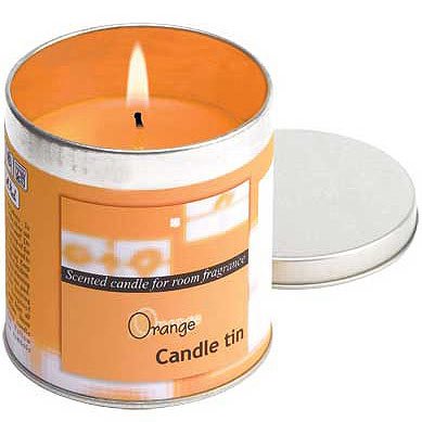 Orange Votive Candle In Tin