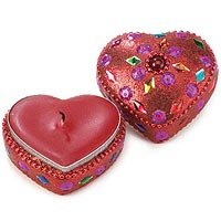 Beaded Heart Candle