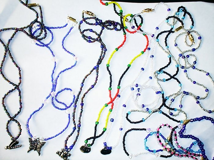 1 Dozen 20" Assorted Glass Beaded Necklaces with Assorted Garden Charms