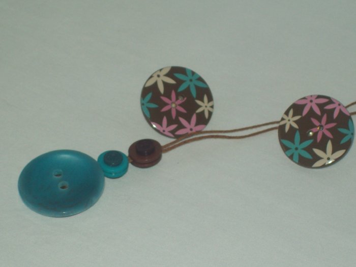 Aqua And Brown Reversable Necklace And Earrings