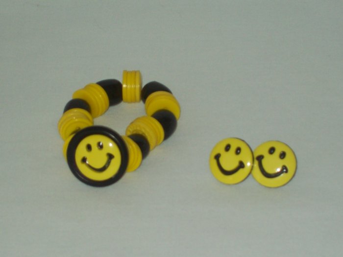 Smiley Face Bracelet And Earrings
