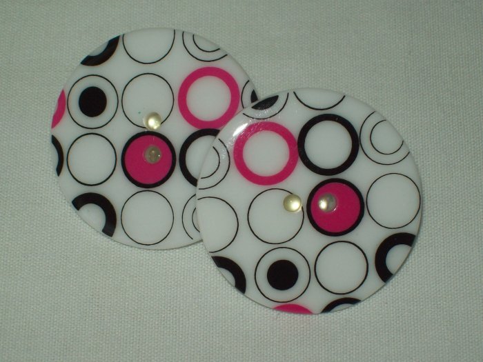 Large Black And White Post Earrings