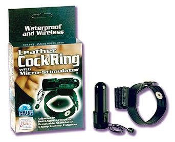Leather Cock Ring with Micro-Stimulator