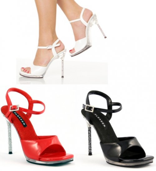 "Monroe" - Women's Rhinestone Heel Ankle Strap Sandals/Shoes