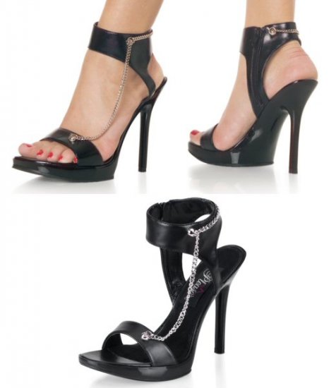 Vogue - Women's Open Toe Sandals with Ankle Strap & Chain Accent