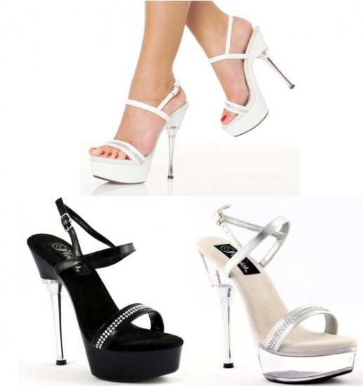 Women's Stilleto High Heel with Thin Rhinestone Strap and Buckle