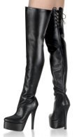 Revenge - Women's Thigh High Leather Fetish Boots with Rear Lacing