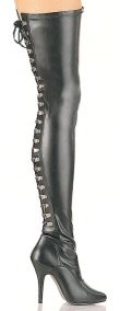 "Seduce" - Women's Thigh High Heeled Tight Boots with Lace Up Back