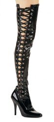 "Seduce" - Women's Thigh High Heeled Boots with Ribbon Lace Up Side