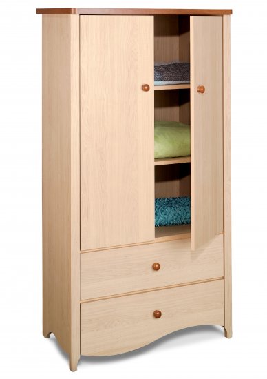 Bedrood Wardrobe Clothes Armoire w/ 2 Drawer Chest + 2 Shelves