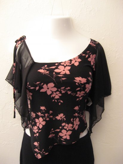 Sexy Black and Pink Floral Print Tank Top - Twin (Large)