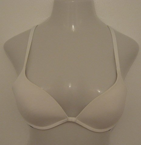 White Silky & Sexy Padded Push Up Bra with Black Rock & Roll Band - No Boundaries 36C NWOT