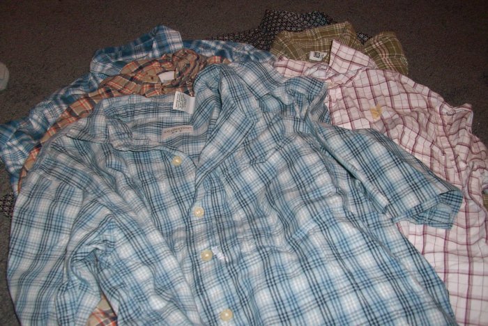 6 Boy's Plaid Shirts Size M