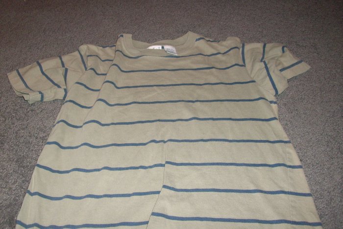 Boy's 10/12 Green Tee-Shirt with Blue Strips