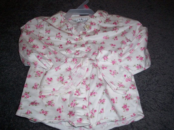 24M Girl's George Shirt White with Pink Roses
