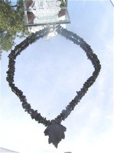 Black Stone Carved Leaf