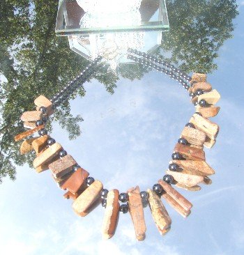 Jasper Teeth and Hematite Necklace
