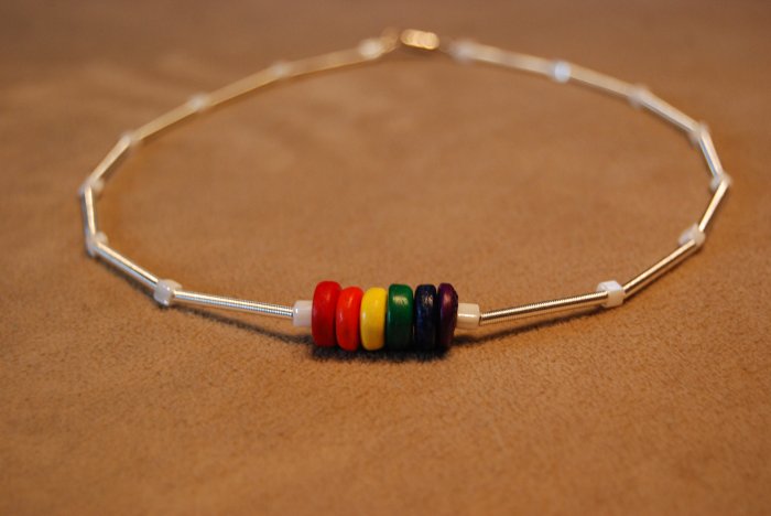 Rainbow and Silver Coil Choker