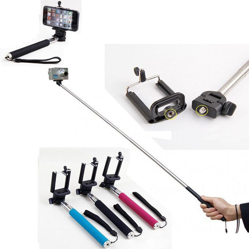 Black - Extendable Selfie stick Monopod for iPhone, Samsung, Camera