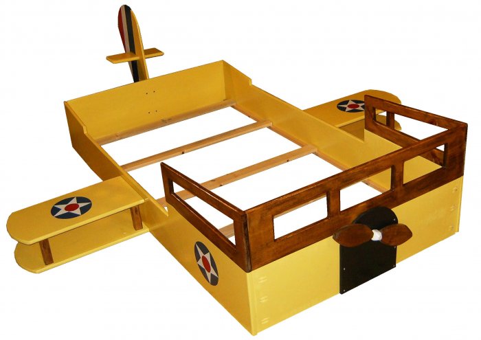 New Custom Wooden AIRPLANE TWIN BED w/ Windows & Propeller