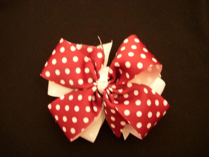 Medium Red/White Polka Dot Layered "Side by Side" Bow
