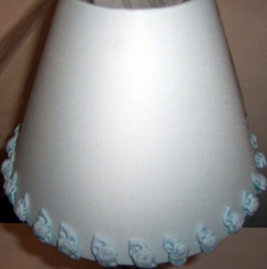 SHABBY CHIC POWDER BLUE LINEN ROSES LAMP SHADE