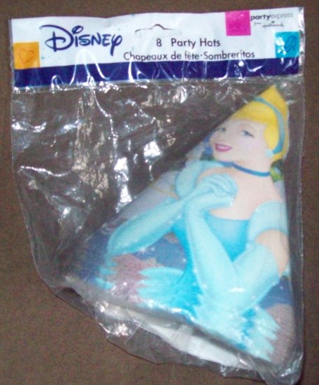 New 8 Disney Princess Cinderella Party Cone Hats Favors