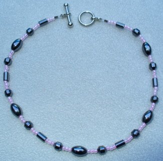 OOAK Hand Made Hematite & Pink Beaded Bracelet / Anklet