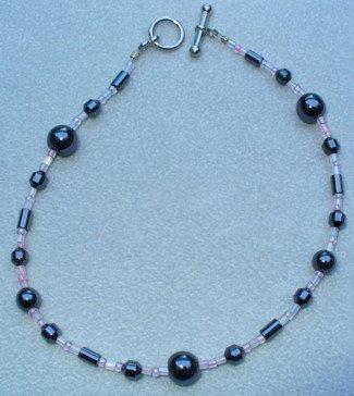 OOAK Hand Made Hematite & Pink Beaded Bracelet / Anklet