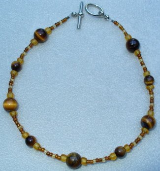 OOAK Hand Made Tigers Eye & Brown Beaded Bracelet / Anklet