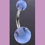 Surgical Steel Navel Belly Ring with UV Clear Light Blue Balls