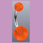 Surgical Steel Navel Belly Ring with UV Clear Orange Balls