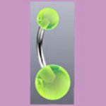 Surgical Steel Navel Belly Ring with UV Clear Yellow Balls