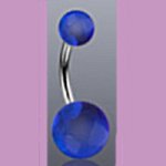 Surgical Steel Navel Belly Ring with UV Clear Blue Balls