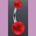 Surgical Steel Navel Belly Ring with UV Clear Red Balls
