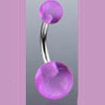 Surgical Steel Navel Belly Ring with UV Clear Purple Balls