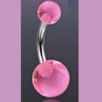 Surgical Steel Navel Belly Ring with UV Clear Pink Balls
