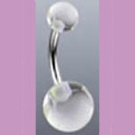 Surgical Steel Navel Belly Ring with UV Clear Balls