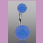 Surgical Steel Navel Belly Ring with Glow in the Dark Blue Balls