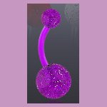 Flexible Navel Belly Ring with Glitter Ball Purple