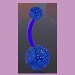 Flexible Navel Belly Ring with Glitter Ball Blue