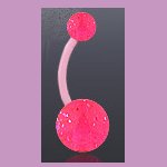 Flexible Navel Belly Ring with Glitter Ball Pink