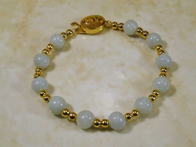 Burmese jade light lavender and 14K gf bracelet