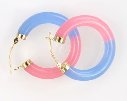 Jade & 14K Yellow Gold Hoop Earrings