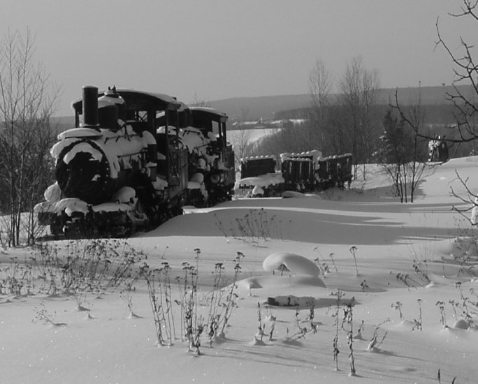 OLD TRAIN**SNOWY QUINCY MINE**B&W**8"X10"